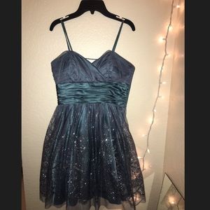 Blue/purple “ice” parallels homecoming dress